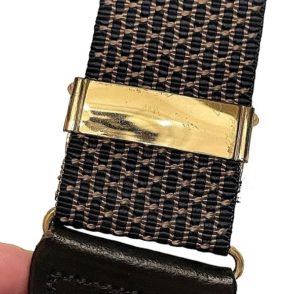 UNBRANDED Made In England Line and Dot Textile and Leather Button On Suspenders - Picture 5 of 9